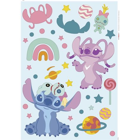 Komar Wandaufkleber - Disney Stitch World - 70 x 50 cm - selbstklebender Wandsticker (1/3)