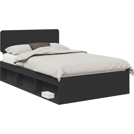 Estructura de cama Negro 135 x 190 cm Madera de pino macizo vidaXL