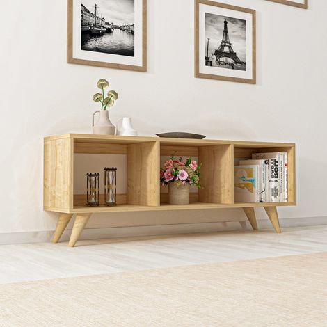 Mueble TV Sizzano, 3 Compartimentos, Peso Máx. 40 kg, Instalación en Suelo, 120x30x48h cm Marrón (1/5)