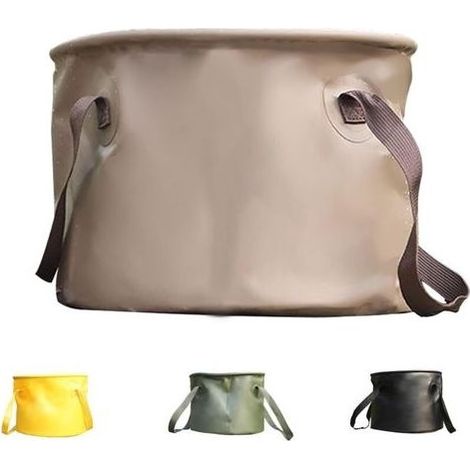 Bucket Foldable 20L Kaki, Bag to Water Multifunctional Portable, Conteneur of Water for Pond, Wash Laundry, Dishes, Trip, Hiking, Fishing, Boat, Gardening, Canotage (1/5)