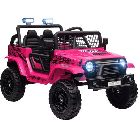 12V Battery Powered Kids Ride-On Car, Electric Truck w/ Spring Suspension, Remote, Music, Horn, Lights, Pink (1/5)