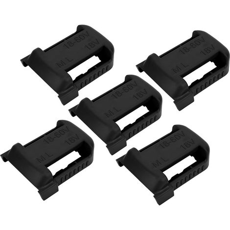 Support de rangement pour batterie au lithium (5 pièces) avec fixation par fente pour courroie, compatible avec la batterie Milwaukee M18 18V (noir).