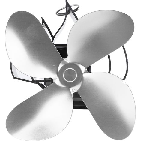 Ventilateur mural pour cheminée, 4 pales, alimenté par la chaleur, pour poêle à bois et foyer à bûches, couleur argent. (1/5)