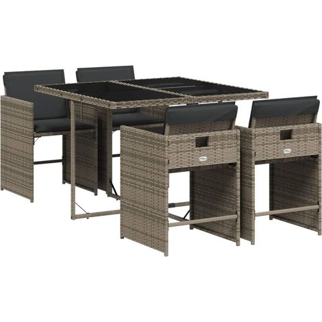 Maison Exclusive - Set da Pranzo da Giardino 5 pz con Cuscini in Polyrattan Grigio (1/5)