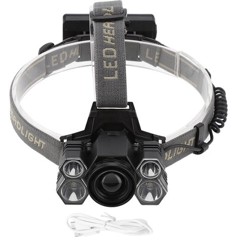 Lampe frontale rechargeable USB à 5 LED haute luminosité pour le camping et la pêche en extérieur (1/5)