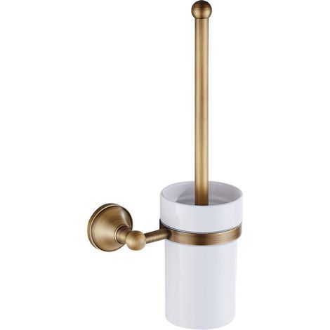 Set portascopino in ottone anticato con coppetta in ceramica (1/5)