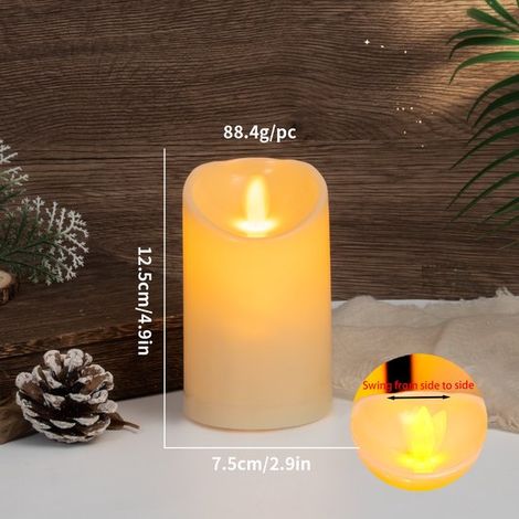 1 Candela da esterno impermeabile con luce LED, senza fili e sicura, 7,5 x 12,5 cm, candela LED lampeggiante, timer e funzionamento a batteria, plastica (1/4)