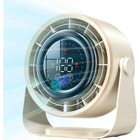 Ventilador de escritorio，100 velocidades，batería recargable USB de 2400 mAh，inclinación de 360°，dormitorio y hogar (beige) (1/5)