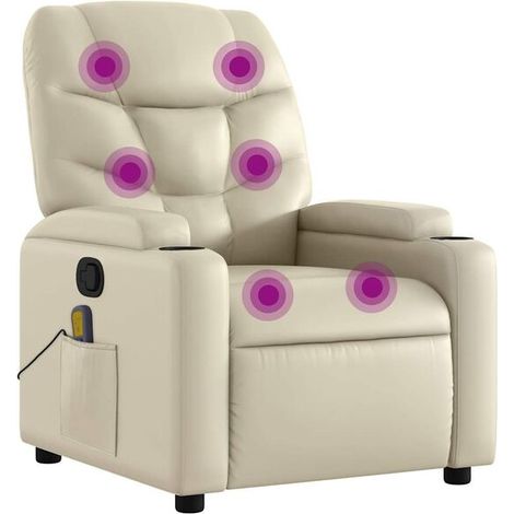 Fauteuil de massage inclinable en similicuir beige (1/5)
