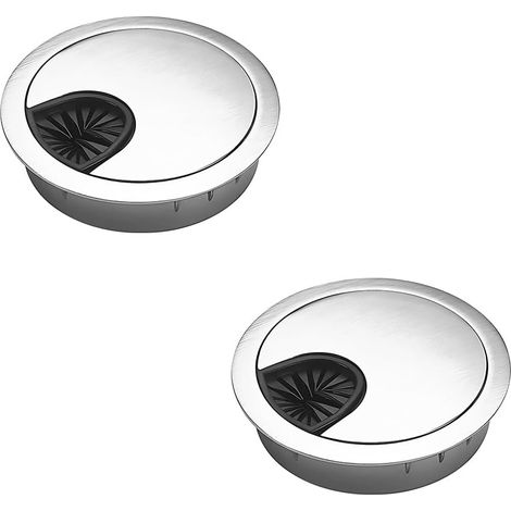2 Pièces Couvercle du Trou de Câble,Ouverture de 60mm, Amovible  Alliage de zinc,argentée,anneau intérieur souple enveloppant les câbles,résistant à l'usure,adapté aux bureaux à plateau (1/5)