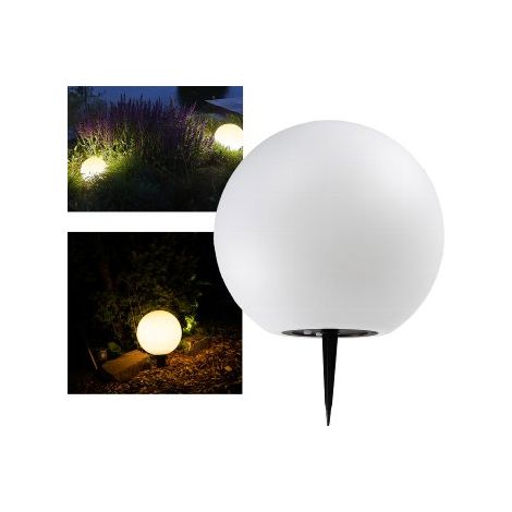 Solar Kugelleuchte 25cm Weiß mit Erdspieß IP44 Wetterfest (1/5)