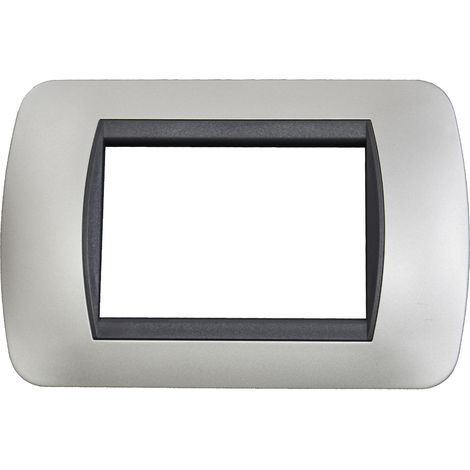 Placca 3 posti silver grigio Compatibile con Bticino Living tipo l4803tc