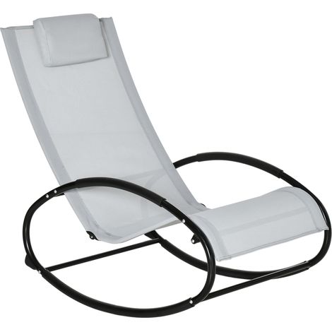 easycomfort sedia a dondolo da giardino zero gravity, sdraio da giardino ergonomica con cuscino e tessuto traspirante per interno ed esterno, grigia (1/5)