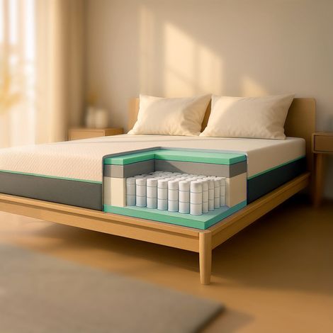 The White Stone Matelas 180x200 Ressorts et Mousse à Mémoire de Forme - Haut 25 cm - Hypoallergénique, Respirant, Déhoussable - Produit en Italie