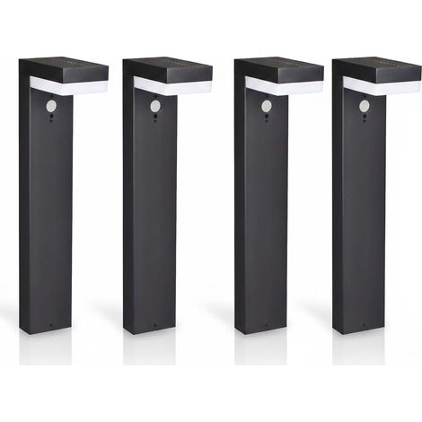 Pack de 4 Bornes Solaires LED MARIA Equi 80W - 1000 Lumens Blanc chaud - Détecteur de Mouvement