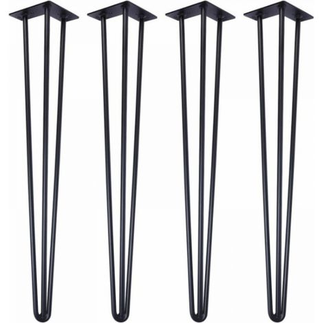 4pcs 20 cm(noir) Pieds Epingle DIY Pieds pour Table Pied de Chaise avec 20 Vis + 4 Protège Pieds (1/5)