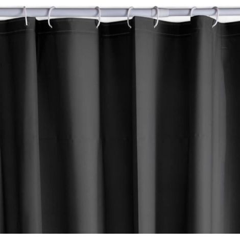 Waffle Shower Curtain - Black - PEVA - 180 x 200 cm - 12 Hooks - UTILITY - TODAY