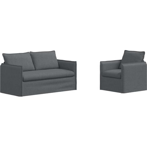 Ensemble de Canapés 2 pcs  Salon de jardin Gris foncé 156 x 82 x 85 cm Tissu