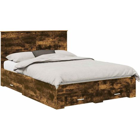 Struttura del letto Rovere fumé 150 x 200 cm Legno multistrato vidaXL (1/5)
