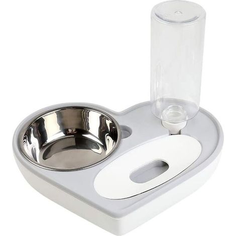 Comedero y bebedero con forma de corazón para perros y gatos, comedero doble para perros y gatos, dispensador automático de agua para mascotas, comedero extraíble para gatos. (1/5)