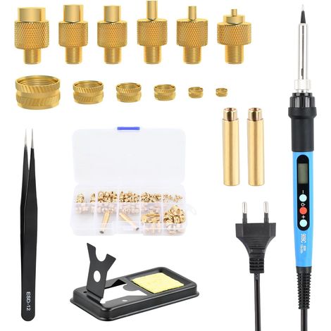 Kit de Fer à Souder Pointe Fer a Souder pour Inserts Filetés, Inserts Fileté pour la Fusion à Chaud, Écrous Filetés Laiton Femelle M2 M3 M4 M5 M6 M8 pour Composants d'Impression 3D Pièces en Plastique (1/5)