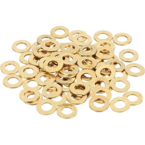 70Pcs Rondelle Métal Plate Laiton, Kit Rondelles Écrasables Cuivre M5, Alésage 5mm, OD 10mm, Épaisseur 0.8mm Pour Boulons Vis Réparation Mécanique, Construction (1/5)