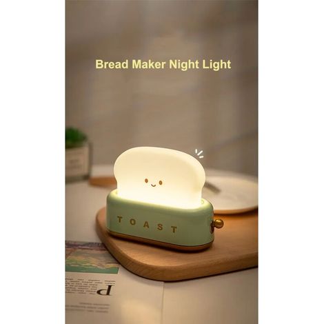 LED machine à pain veilleuse USB charge gradation toast lampe chambre enfants synchronisation lampes de couchage interrupteur amusant lumière d'ambiance vert