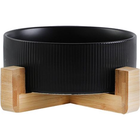 Gamelles en céramique pour chiens avec support en bois, gamelles pour eau et nourriture, gamelles lestées pour chiens (1/5)
