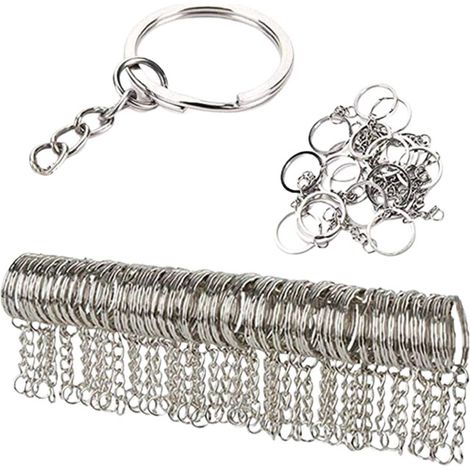 Lot de 50 porte-clés à chaîne courte 25 mm argentés (1/5)