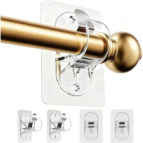 Supports de Tringle à Rideaux, Fixation Autocollante pour Salle de Bain, Barre a Rideaux Sans Percage, Ø 1.5-3.3 cm Rideaux/Salle de Bain (1/5)