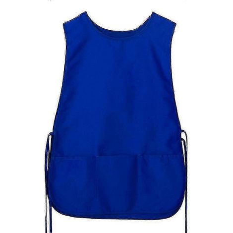 Tablier de travail sans manches, 2 poches avant, résistant aux salissures, idéal pour les chefs cuisiniers et les femmes. Haute qualité, bleu. (1/5)