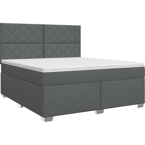 Lit boxspring avec matelas Gris foncé 140 x 200 cm Tissu vidaXL