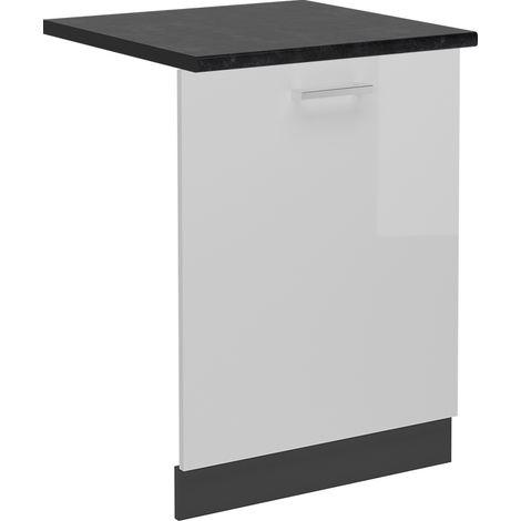 Panneau de lave-vaisselle R-Line, Blanc Haute brillance, 60cm , PT Anthracite, Vicco