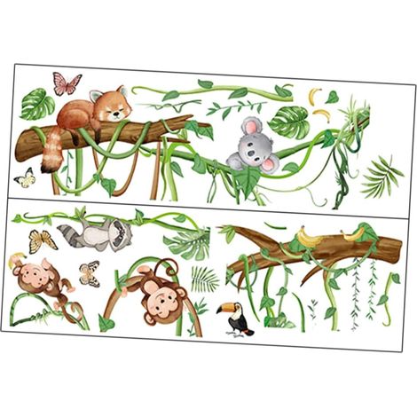 Stickers muraux animaux de la jungle faciles à installer en (1/5)