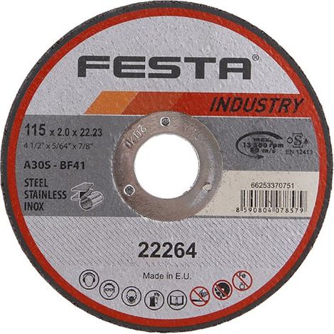 Disco de corte FESTA INDUSTRIA para metal 115x2x22,2mm 22264.01