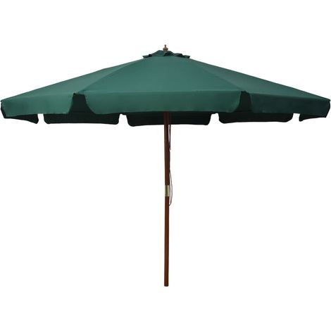 Garden Parasol with Wooden Pole 330 cm Green vidaXL