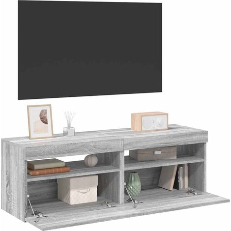 Meubles TV 2 pcs Moderne - Meubles de rangement - Buffet Salon - avec lumières LED Sonoma gris 60x35x40 cm Chic-736382 (1/5)