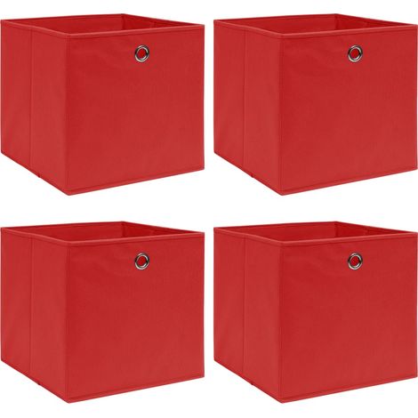 4 pcs Boîtes de rangement, Coffres de rangement Rouge 32x32x32 cm Tissu LKF37092 (1/5)