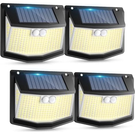 Lampe Solaire Exterieur Détecteur Mouvement: 248 LED Lumiere Solaire Extérieur avec Détecteur de Mouvement 3 Modes 270° Eclairage IP65 Etanche Spot Exterieur Mural Applique pour Jardin Garage 4 Paquet (1/5)