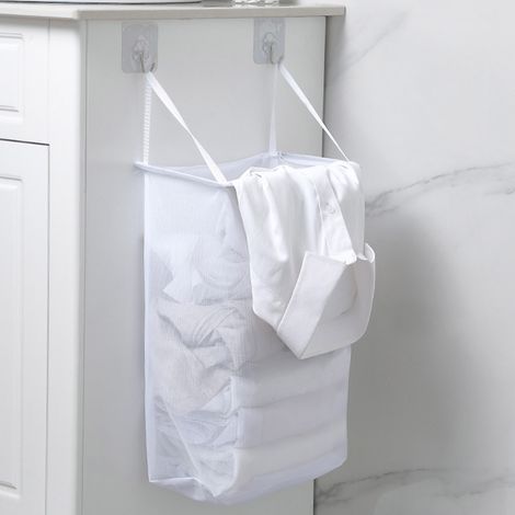 Panier à linge mural extra-large, grande capacité, ultra-résistant, adhésif, avec bandes d'accroche, pour lavabo, lavanderie, toilettes. (1/5)