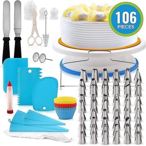 Kit 106 pièces Douille à pâtisserie, Acier inoxydable, Embout fleur, Décoration gâteau, Usage domestique (1/5)