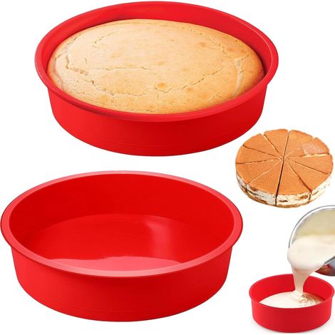 2 Silikon-Kuchenstangen, rund, 20 cm, backen für Gelaagde-Kuchen, Anti-Aanbaklaag, Herbruikbaar, für Käsekuchen, Regenboogcake in Brut