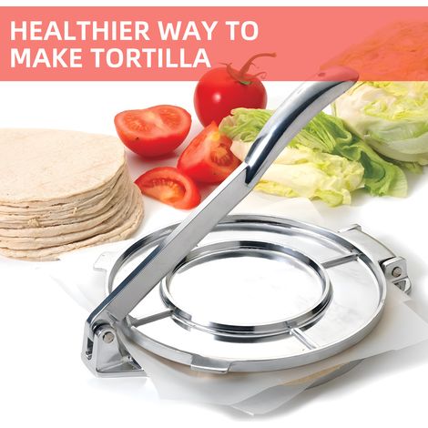Presse à Tortilla 8 pouces, farine robuste en alliage d'aluminium, machine à Roti pré-assaisonnée avec poignée pour tarte au maïs/pâte à Pizza (1/5)