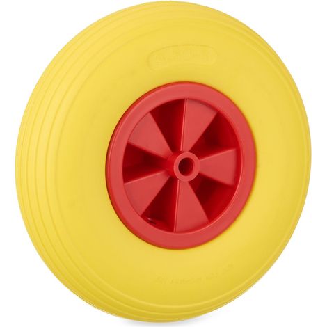 Roue de brouette increvable 3.50-6 maniabilité améliorée surface profilée en PU jaune (1/3)