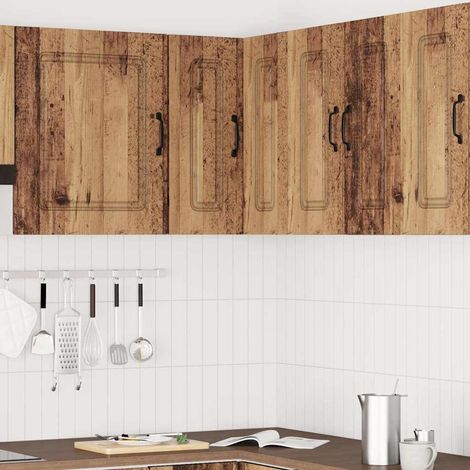 Meuble haut d’angle de cuisine mural, bois d’ingénierie, vieux bois, 57 x 57 x 60 cm - PANGIVO (1/5)