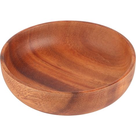 Saladier en bois de 13 x 3,8 cm, plat de service pour aliments et fruits, vaisselle de cuisine pour la maison et les restaurants (1/5)