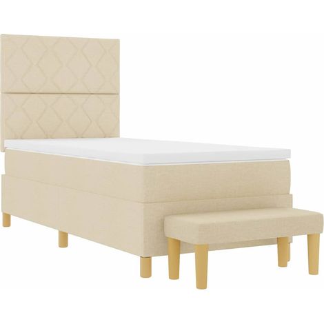 Letto a molle con cuscino Crema 200 x 100 cm Tessuto vidaXL (1/5)