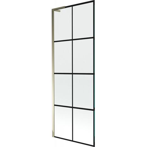 Mexen Next L Badewannenwand 1-flügelig 70 x 150 cm, schwarzes Muster, gold - 895-070-000-03-77-50 (1/5)