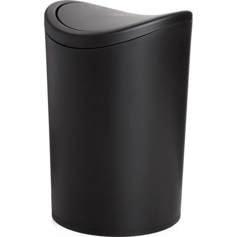 Pattumiera bagno in polipropilene nero 6 Lt con coperchio basculante (1/6)