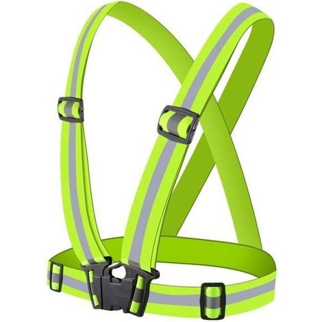 Gilet réfléchissant réglable pour équipement de course, gilet haute visibilité, gilet de sécurité,taille standard,vert (1/4)